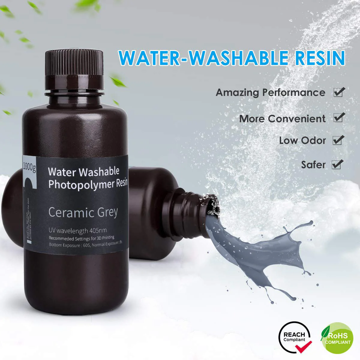 ELEGOO - Résine Water Washable - Gris Céramique (Ceramic Grey) - 1 kg - Image 6
