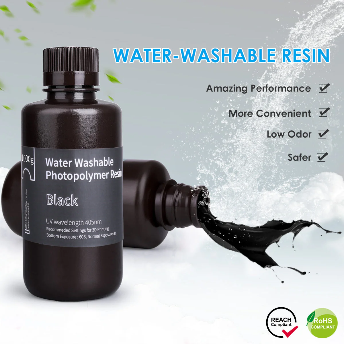 ELEGOO - Résine Water Washable - Noir Transparent (Smoky Black) - 1 kg - Image 4