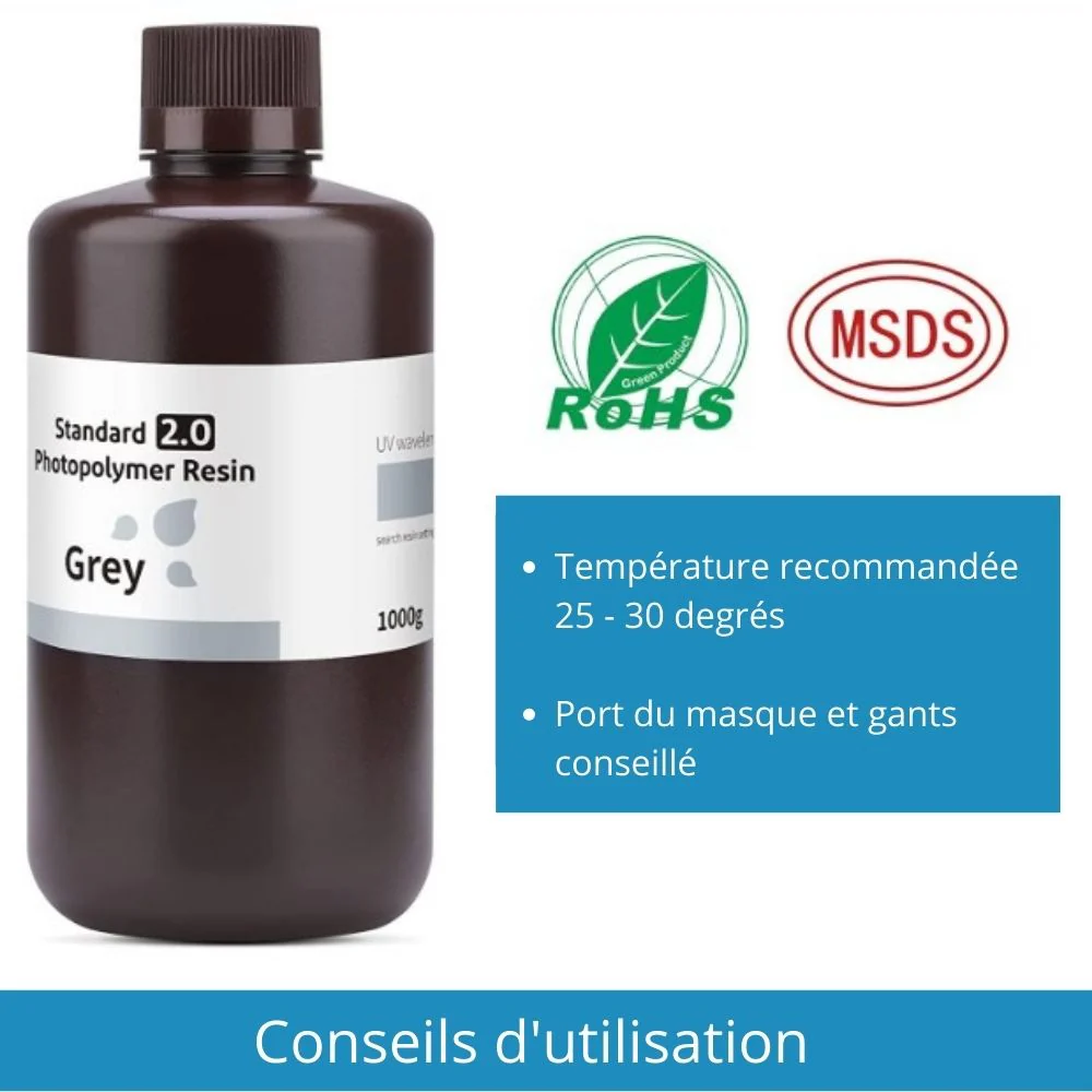 Elegoo - Résine UV Standard 2.0 - Gris (Grey) - 1kg - Image 3